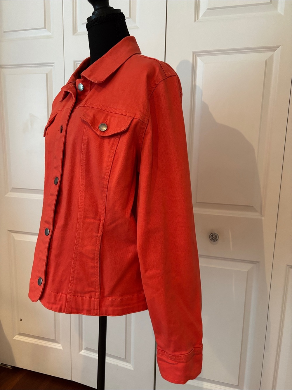 Charter Club Dark Orange Button-Front Jean Jacket - Picture 3 of 7